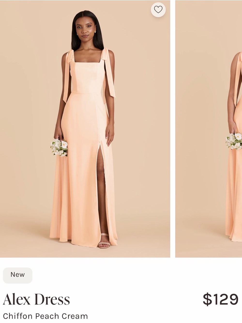 Birdy Grey Alex Dress in Peach Cream — Tie-Shoulder Chiffon Gown